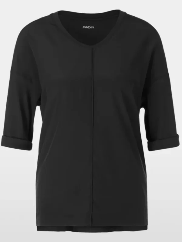 Marc Cain Essentials Tops | Gifts Under £250^Women's Material Mix Top In Black +E 55.01 J29 90