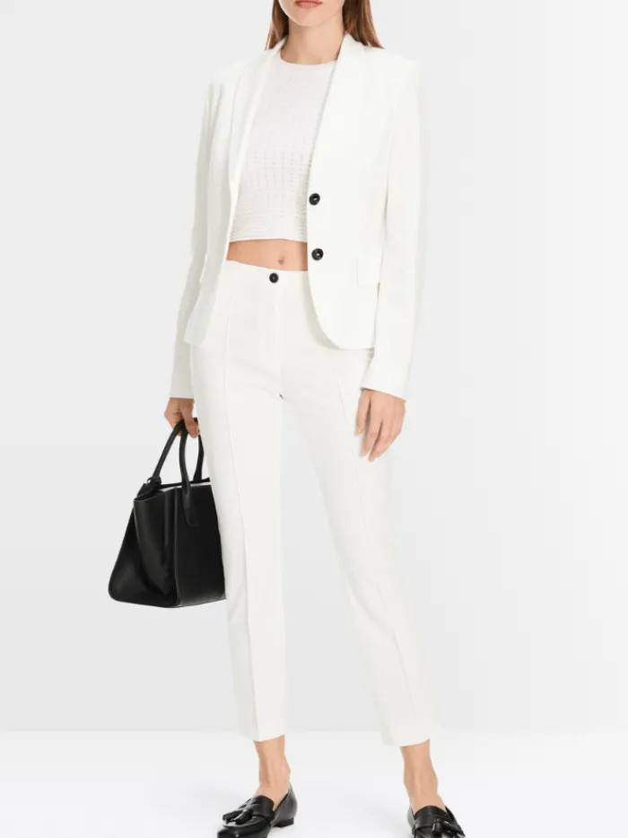 marc_cain_essentials_wome_1.webp Marc Cain Essentials Tops | Trousers^Women's Stretch Trousers With Cord Piping In Off