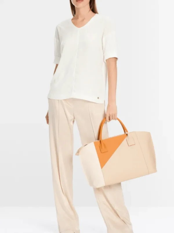 Marc Cain Essentials Tops | Gifts Under £250^Women's Material Mix Top in Off White +E 55.01 J2