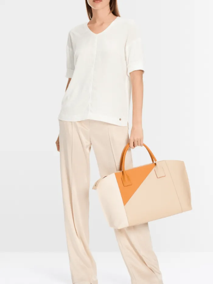 marc_cain_essentials_wome_2-1.webp Marc Cain Essentials Tops | Gifts Under £250^Women's Material Mix Top in Off White +E 55.01 J2