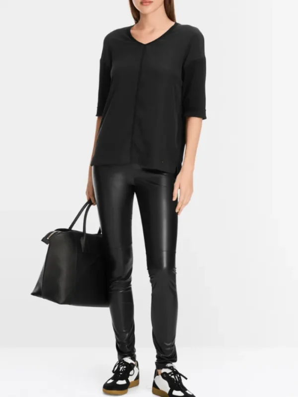 Marc Cain Essentials Tops | Gifts Under £250^Women's Material Mix Top In Black +E 55.01 J29 90