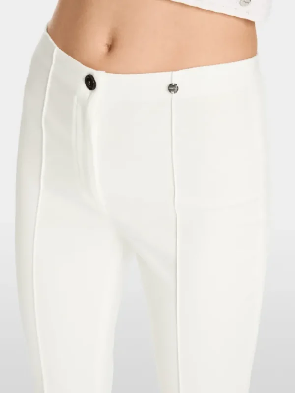 Marc Cain Essentials Tops | Trousers^Women's Stretch Trousers With Cord Piping In Off