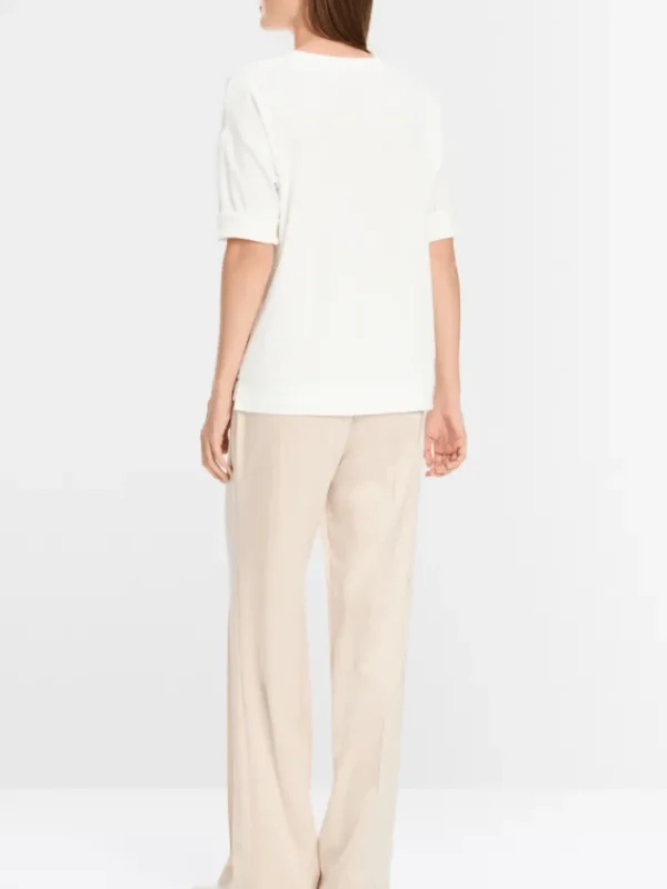 Marc Cain Essentials Tops | Gifts Under £250^Women's Material Mix Top in Off White +E 55.01 J2