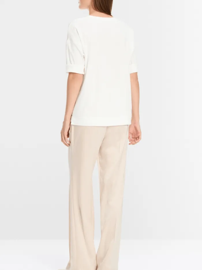 marc_cain_essentials_wome_4-1.webp Marc Cain Essentials Tops | Gifts Under £250^Women's Material Mix Top in Off White +E 55.01 J2