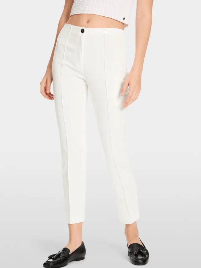 marc_cain_essentials_wome_5.webp Marc Cain Essentials Tops | Trousers^Women's Stretch Trousers With Cord Piping In Off