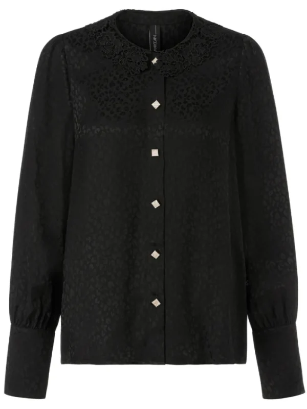 Marc Cain Glam Party Wear | Tops^Black Blouse With Diamante Buttons XG 51.09 W13 COL 900