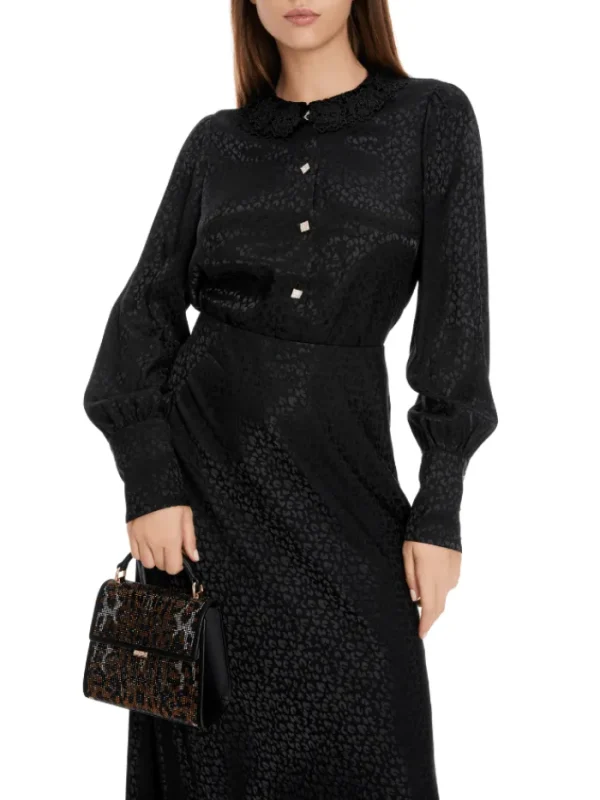 Marc Cain Glam Party Wear | Tops^Black Blouse With Diamante Buttons XG 51.09 W13 COL 900