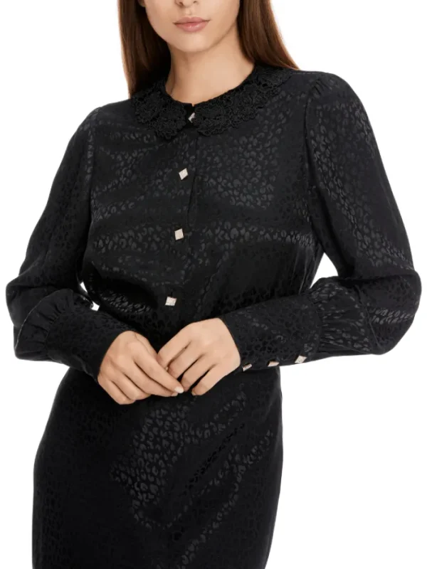 Marc Cain Glam Party Wear | Tops^Black Blouse With Diamante Buttons XG 51.09 W13 COL 900