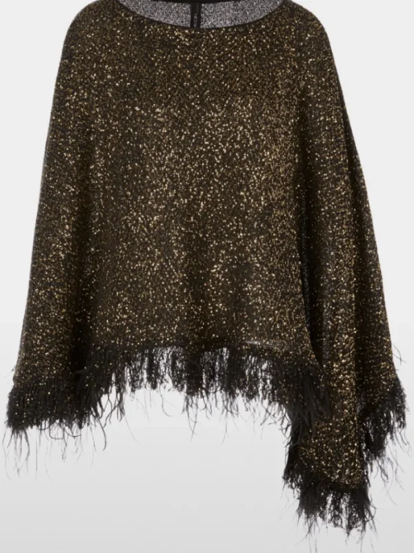 Marc Cain Glam Knitwear | Party Wear^Black Poncho With Sequins XG 15.04 M71 COL 900