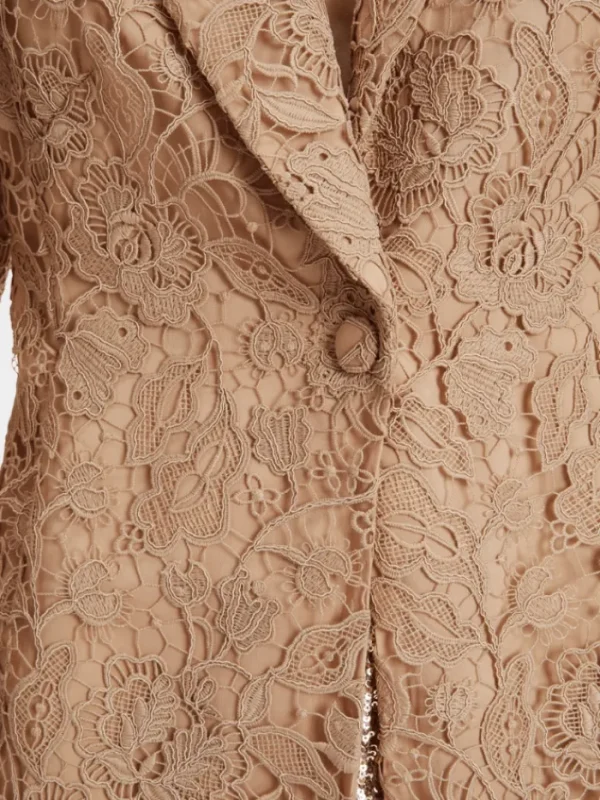 Marc Cain Glam Coats And Jackets | Party Wear^Guipure Lace Blazer In Shiny Sand XG 34.04 W12 COL 625