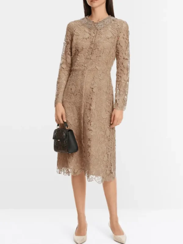 Marc Cain Glam Dresses | Party Wear^Guipure Lace Dress In Shiny Sand XG 21.11 W12 COL 625