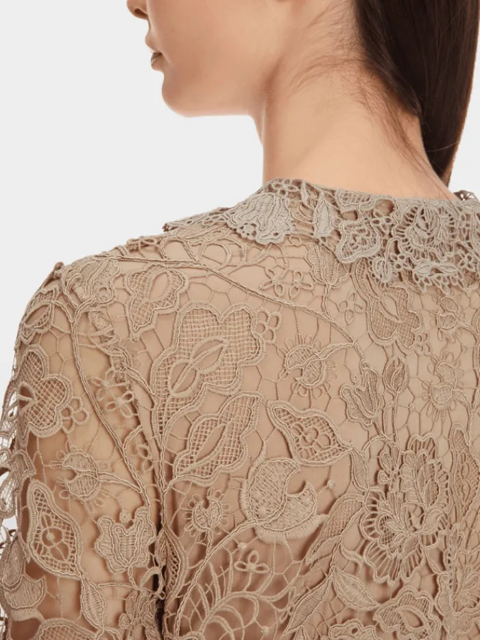 marc_cain_glam_guipure_la_5-2.webp Marc Cain Glam Dresses | Party Wear^Guipure Lace Dress In Shiny Sand XG 21.11 W12 COL 625