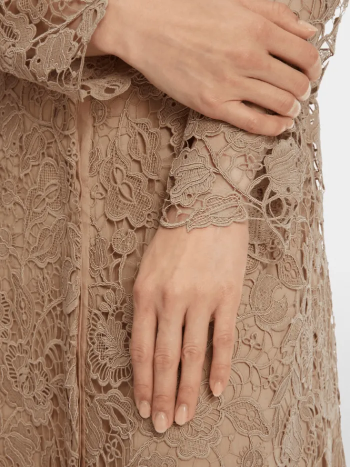 marc_cain_glam_guipure_la_6-1.webp Marc Cain Glam Dresses | Party Wear^Guipure Lace Dress In Shiny Sand XG 21.11 W12 COL 625