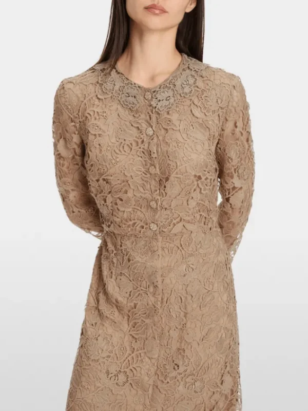 Marc Cain Glam Dresses | Party Wear^Guipure Lace Dress In Shiny Sand XG 21.11 W12 COL 625