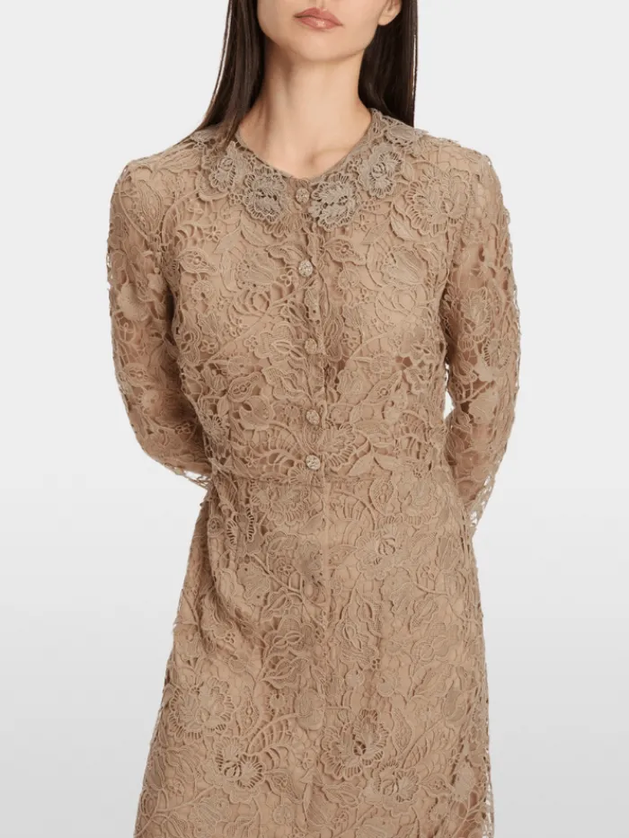 marc_cain_glam_guipure_la_7-1.webp Marc Cain Glam Dresses | Party Wear^Guipure Lace Dress In Shiny Sand XG 21.11 W12 COL 625