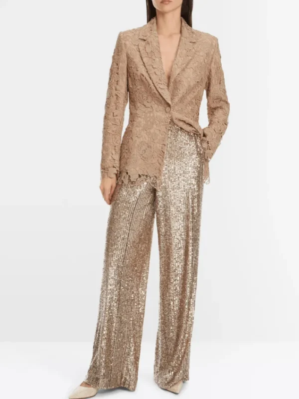 Marc Cain Glam Coats And Jackets | Party Wear^Guipure Lace Blazer In Shiny Sand XG 34.04 W12 COL 625