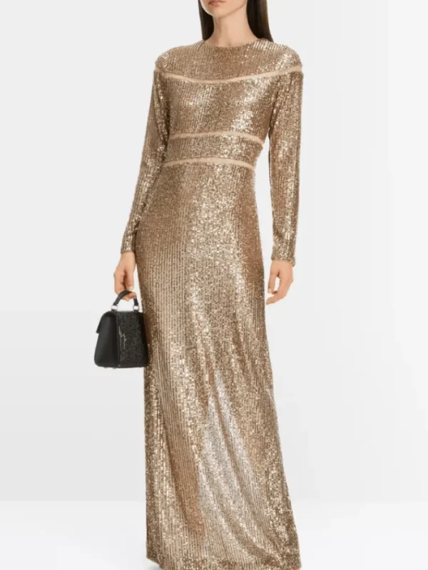 Marc Cain Glam Dresses | Party Wear^Long Sequin Dress In Shiny Sand XG 21.14 W14 COL 625