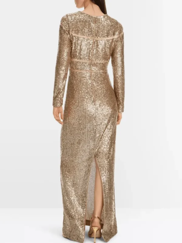 Marc Cain Glam Dresses | Party Wear^Long Sequin Dress In Shiny Sand XG 21.14 W14 COL 625