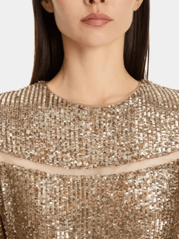 Marc Cain Glam Dresses | Party Wear^Long Sequin Dress In Shiny Sand XG 21.14 W14 COL 625