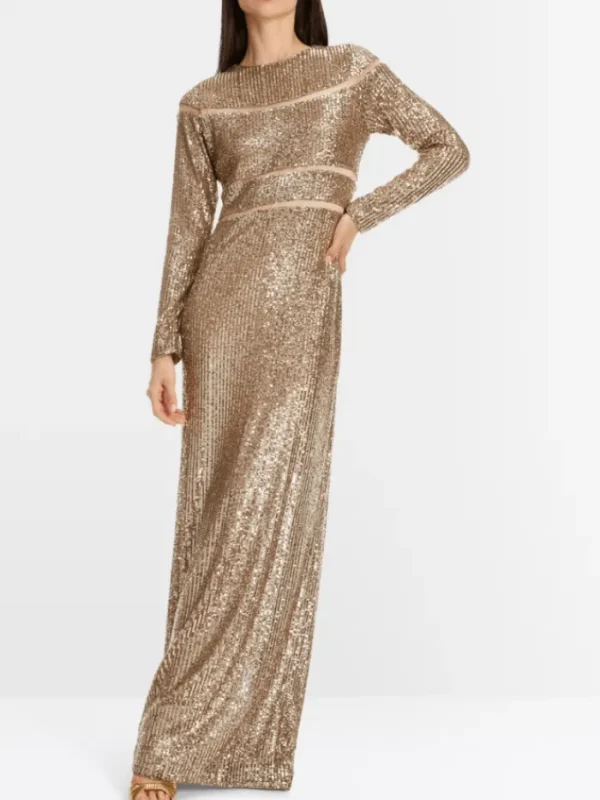 Marc Cain Glam Dresses | Party Wear^Long Sequin Dress In Shiny Sand XG 21.14 W14 COL 625