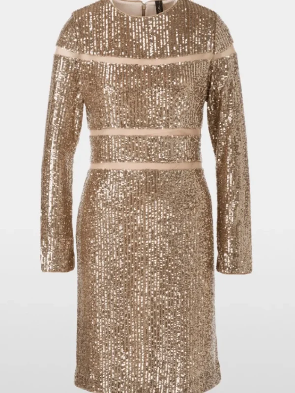 Marc Cain Glam Dresses | Party Wear^Sequinned Dress In Shiny Sand XG 21.13 W14 Col 625