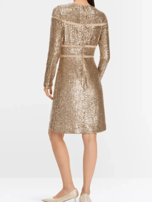 Marc Cain Glam Dresses | Party Wear^Sequinned Dress In Shiny Sand XG 21.13 W14 Col 625