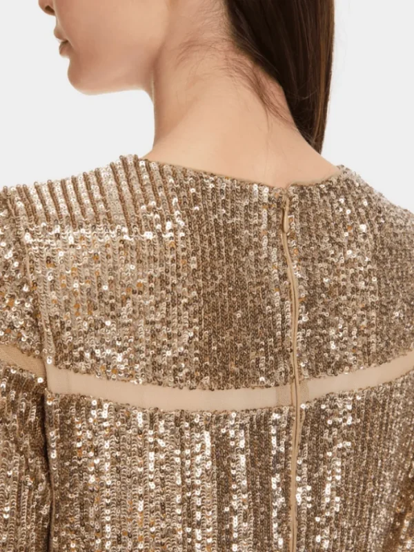 Marc Cain Glam Dresses | Party Wear^Sequinned Dress In Shiny Sand XG 21.13 W14 Col 625