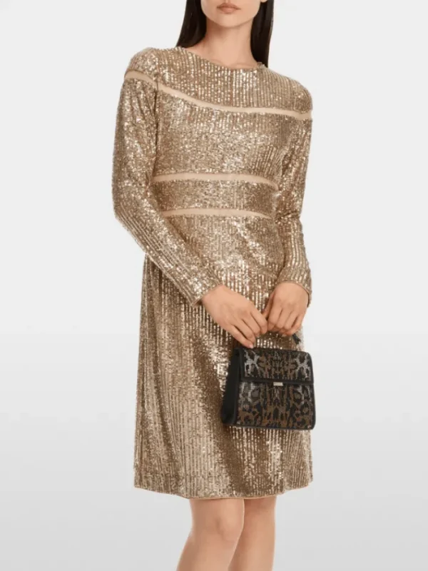 Marc Cain Glam Dresses | Party Wear^Sequinned Dress In Shiny Sand XG 21.13 W14 Col 625