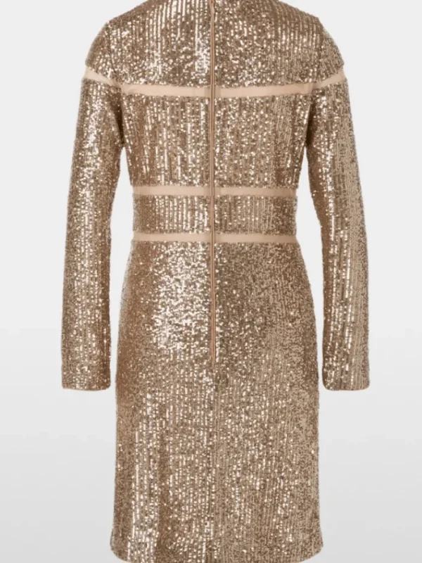 Marc Cain Glam Dresses | Party Wear^Sequinned Dress In Shiny Sand XG 21.13 W14 Col 625
