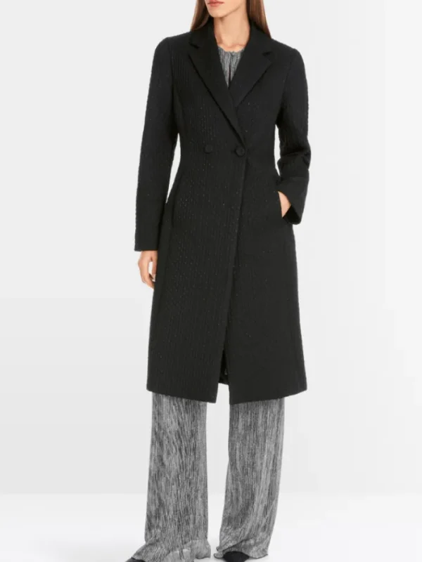 Marc Cain Glam Coats And Jackets | Luxury Gifts^Women's Black Coat With Metallic Details YG 11.01 W07 C