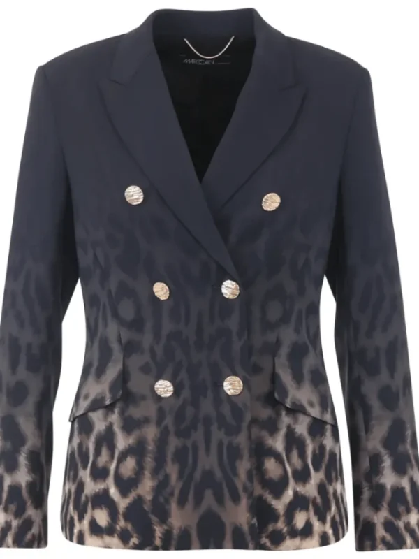 Marc Cain Glam Coats And Jackets | Party Wear^Women's Double Breasted Leopard Print Blazer XG 34.03 W