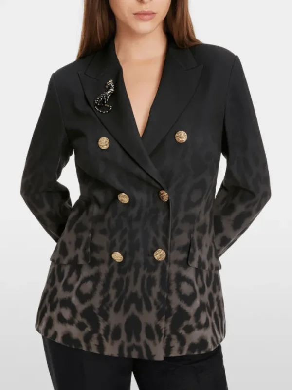 Marc Cain Glam Coats And Jackets | Party Wear^Women's Double Breasted Leopard Print Blazer XG 34.03 W