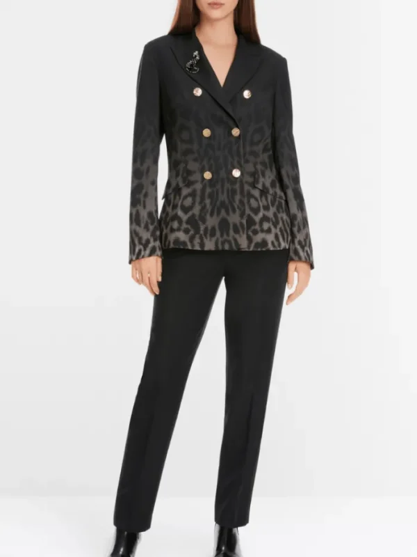 Marc Cain Glam Coats And Jackets | Party Wear^Women's Double Breasted Leopard Print Blazer XG 34.03 W