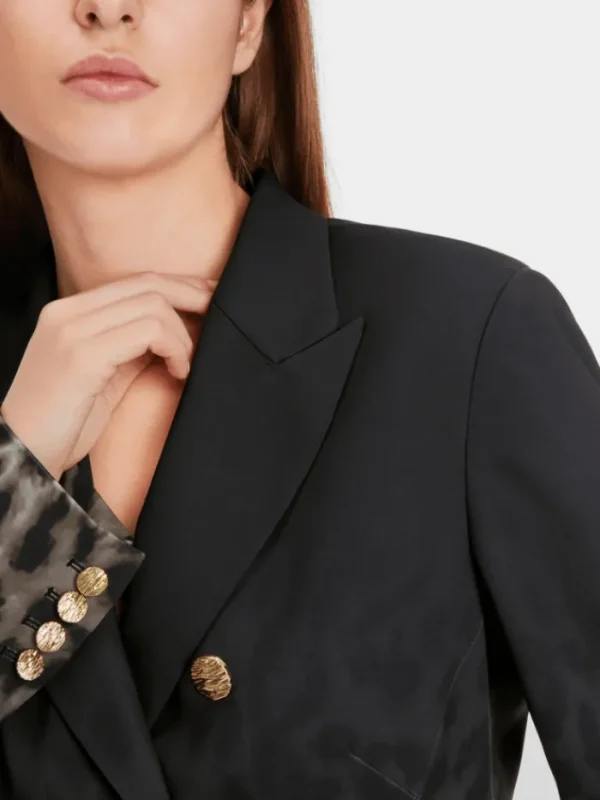 Marc Cain Glam Coats And Jackets | Party Wear^Women's Double Breasted Leopard Print Blazer XG 34.03 W