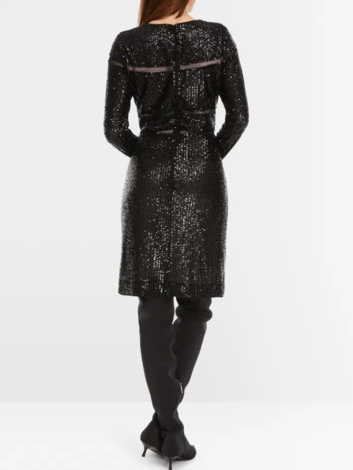 marc_cain_glam_womens_seq_2.webp Marc Cain Glam Dresses | Party Wear^Women's Sequinned Dress In Black XG 21.13 W14 Col 900