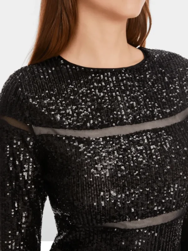 Marc Cain Glam Dresses | Party Wear^Women's Sequinned Dress In Black XG 21.13 W14 Col 900