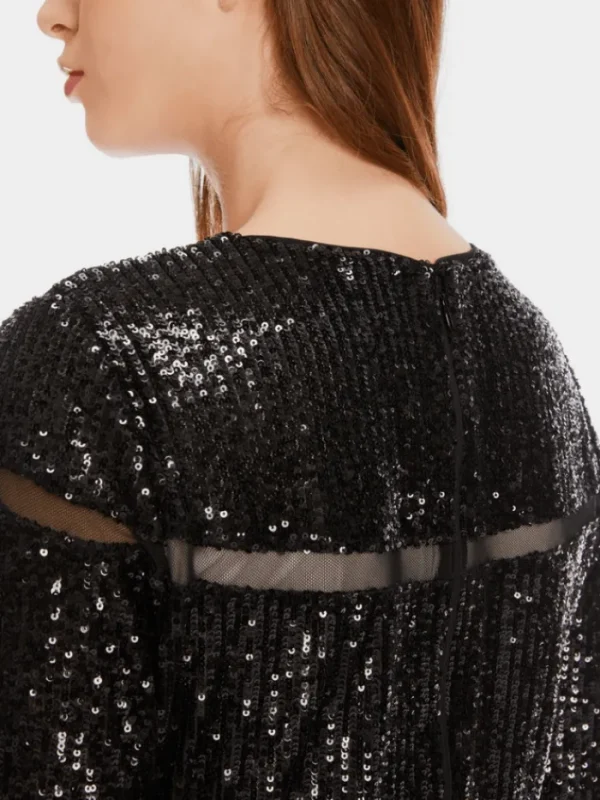 Marc Cain Glam Dresses | Party Wear^Women's Sequinned Dress In Black XG 21.13 W14 Col 900