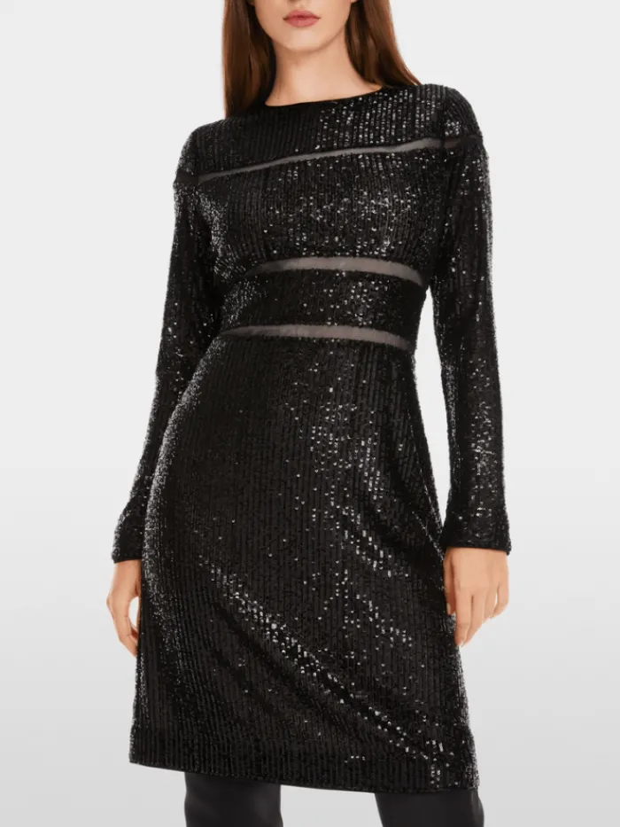 marc_cain_glam_womens_seq_6.webp Marc Cain Glam Dresses | Party Wear^Women's Sequinned Dress In Black XG 21.13 W14 Col 900