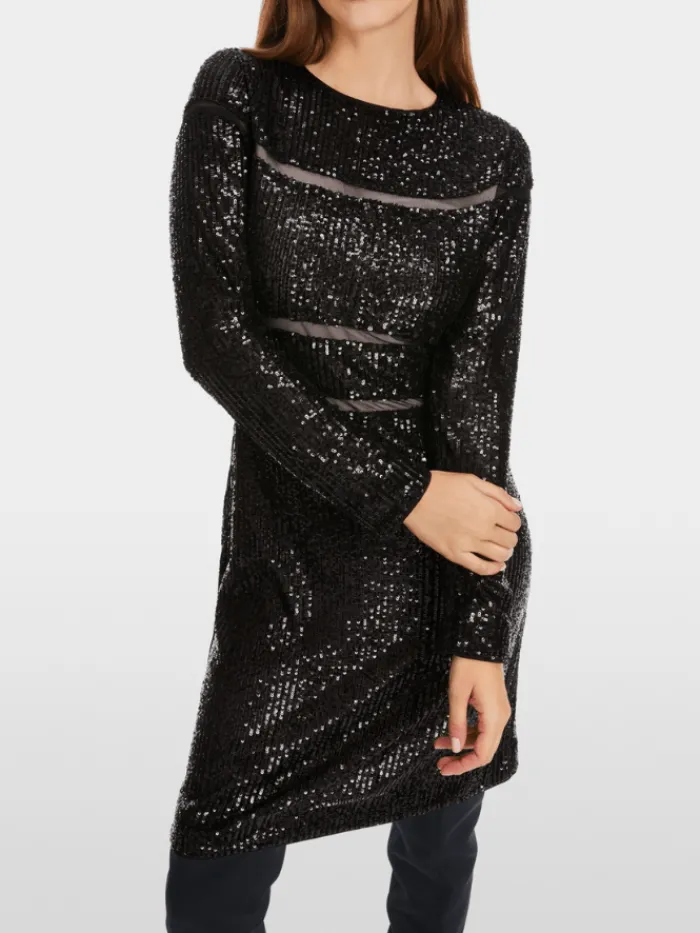 marc_cain_glam_womens_seq_7.webp Marc Cain Glam Dresses | Party Wear^Women's Sequinned Dress In Black XG 21.13 W14 Col 900