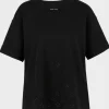 Marc Cain Sports Tops | T-Shirts^Black T Shirt With Eyelet Embroidery WS 48.01 J74 COL