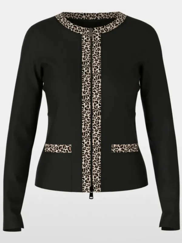 Marc Cain Sports Coats And Jackets | Gifts Under £250^Black Zip Up Jacket In Cotton Rib XS 31.10 J55 COL 90