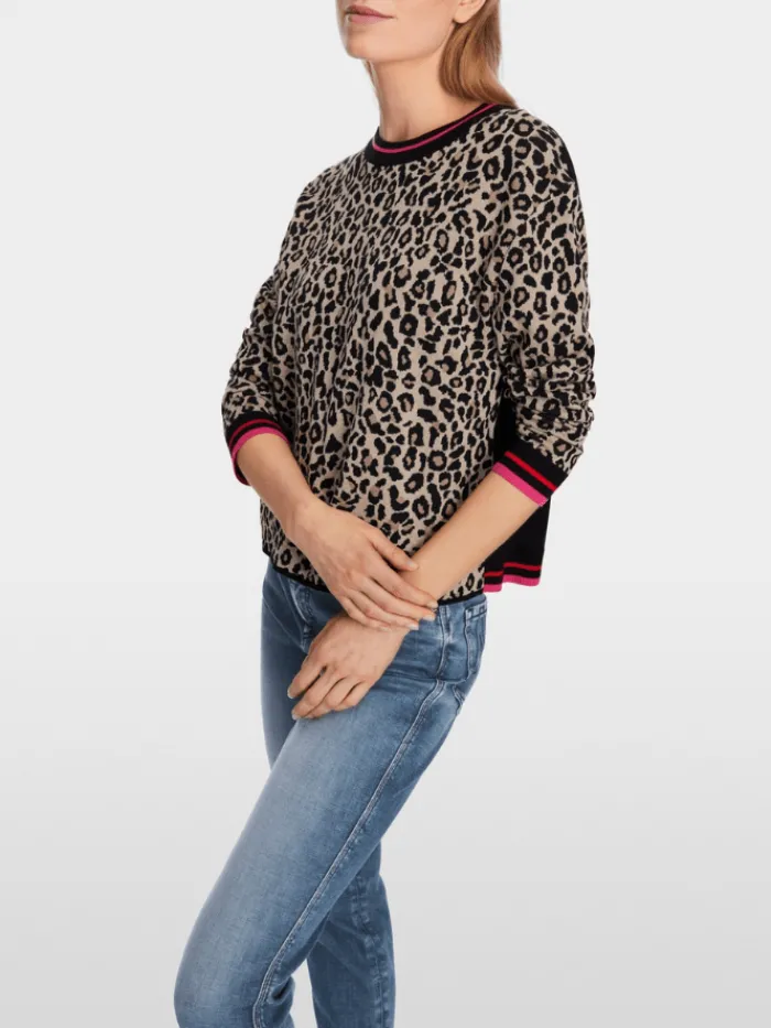 marc_cain_sports_leopard__7.webp Marc Cain Sports Knitwear | Gifts Under £250^Leopard Print Design Jumper XS 41.36 M32 Col 117
