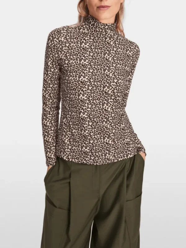 Marc Cain Sports Knitwear | Gifts Under £250^Long Sleeved Turtleneck Top In Leo Print XS 48.52 J36