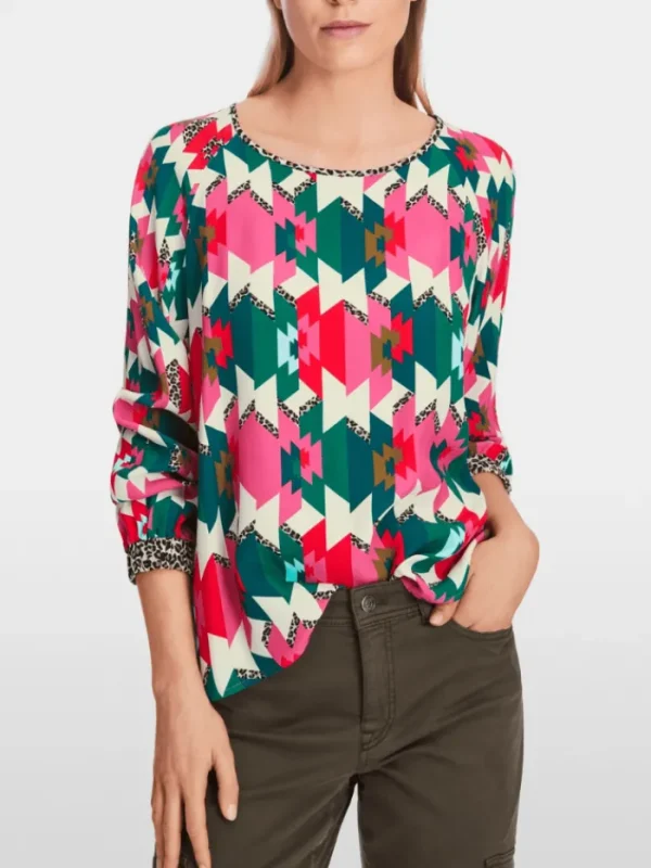 Marc Cain Sports Tops | Gifts Under £250^Patterned Raglan Blouse XS 51.09 W18 Col 244