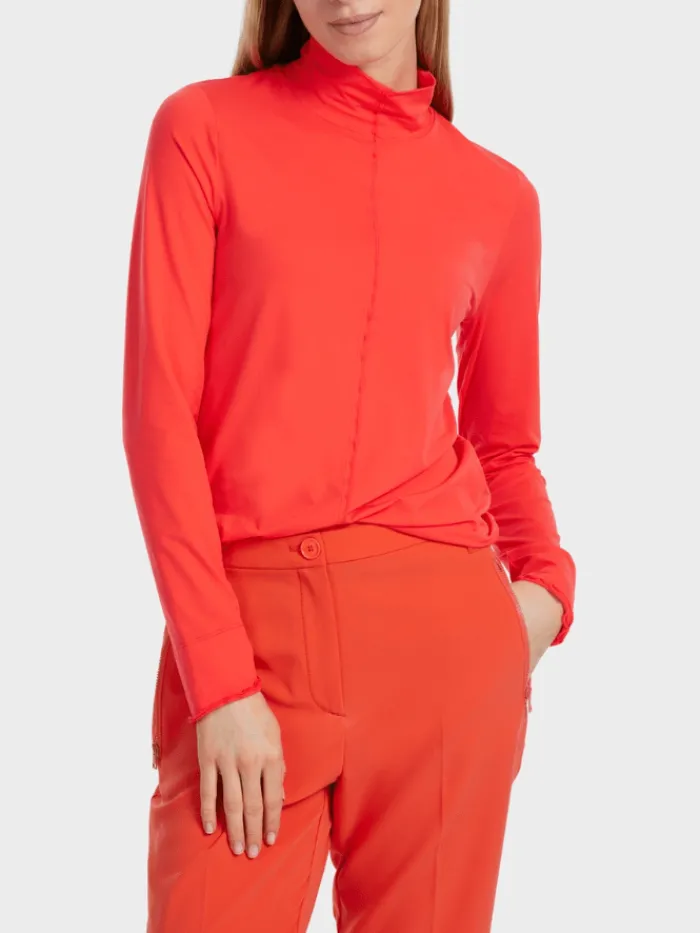 marc_cain_sports_polo_nec_1.webp Marc Cain Sports Tops | Gifts Under £50^Polo Neck Top in Campari Colour VS 48.27 J18 COL 278