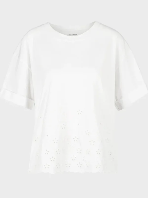 Marc Cain Sports Tops | T-Shirts^White T Shirt With Eyelet Embroidery WS 48.01 J74 COL