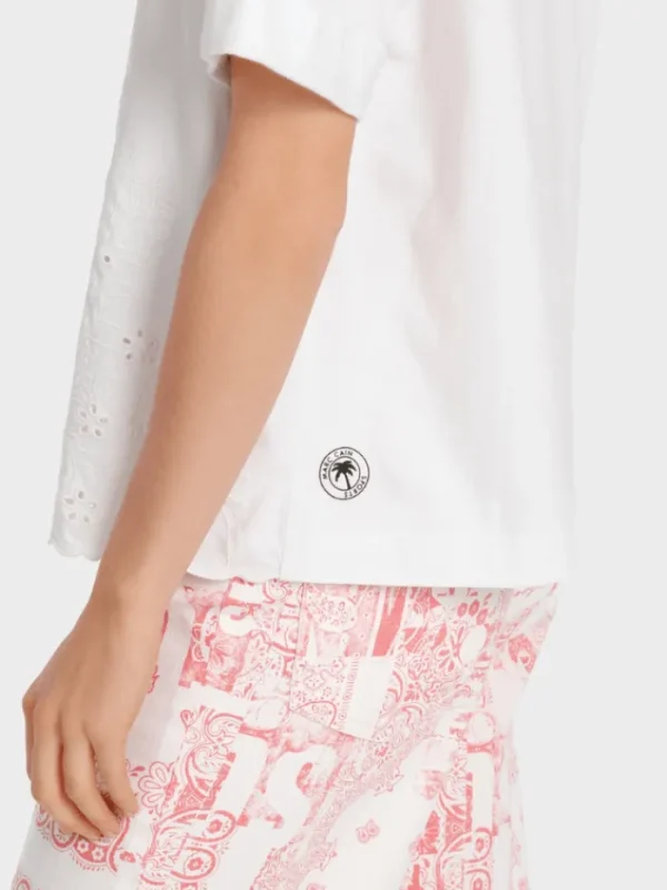 Marc Cain Sports Tops | T-Shirts^White T Shirt With Eyelet Embroidery WS 48.01 J74 COL