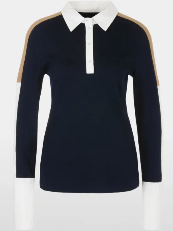 Marc Cain Sports Tops | Gifts Under £250^Women's Polo Shirt Top With Colour Blocking YS 53.11