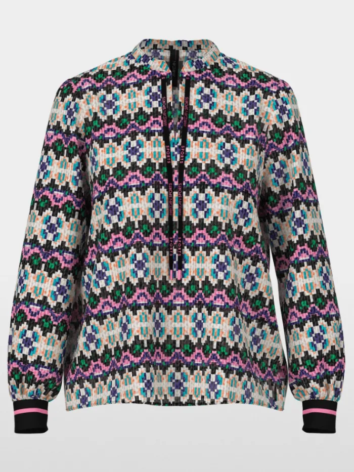 marc_cain_sports_womens_p_0-3.webp Marc Cain Sports Tops | Gifts Under £100^Women's Pull On Patterned Blouse XS 51.23 W57 Col 252