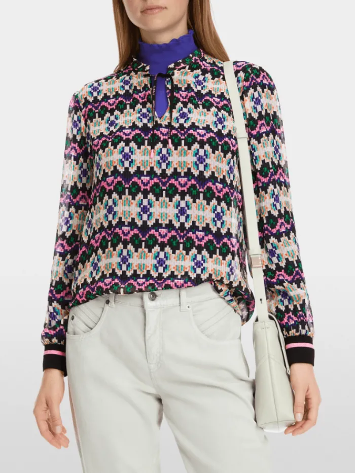 marc_cain_sports_womens_p_2-3.webp Marc Cain Sports Tops | Gifts Under £100^Women's Pull On Patterned Blouse XS 51.23 W57 Col 252